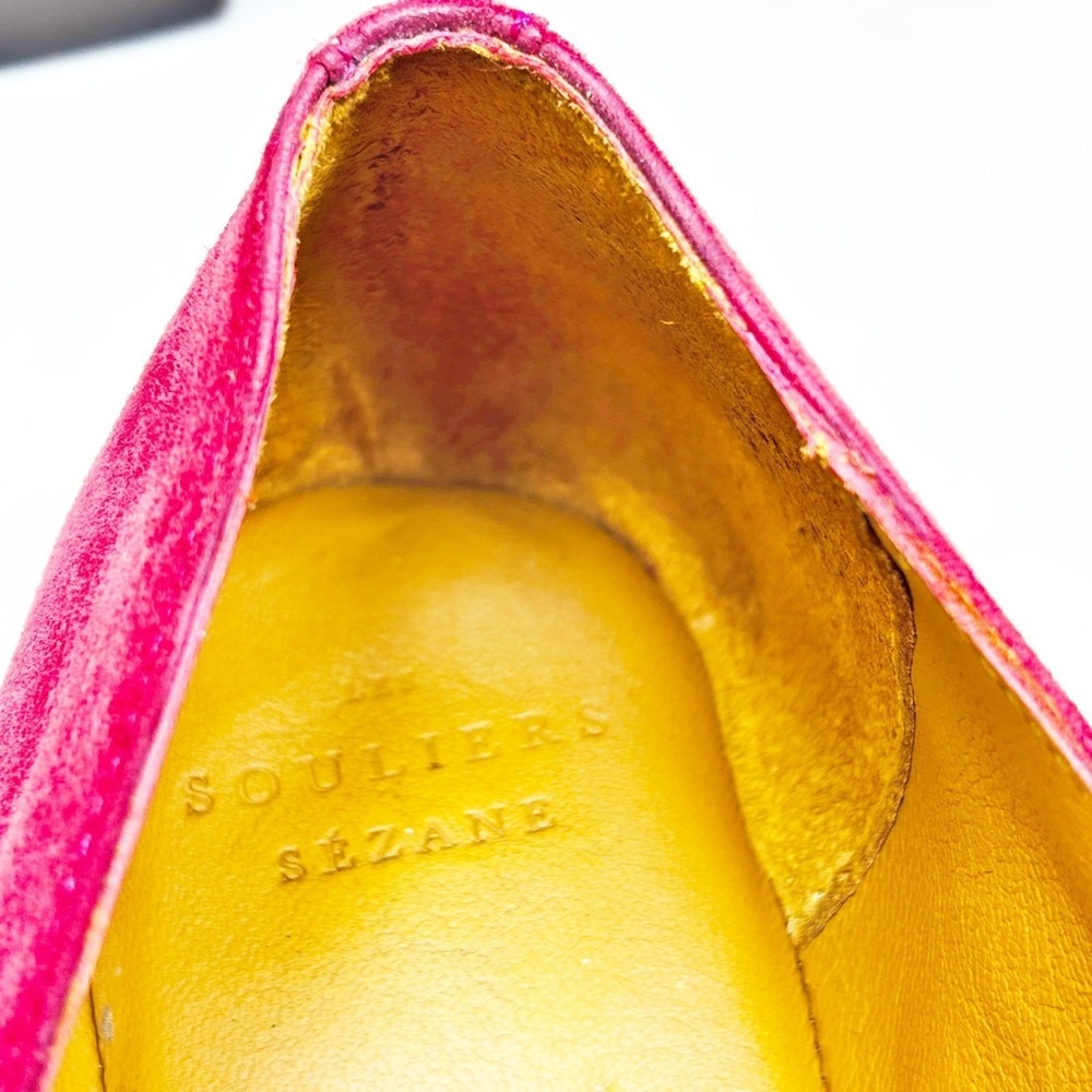 Les Souliers Sezane Suede Pointed Toe Ballet Flats Women 38 EU 7 US Burgundy - Picture 5 of 9